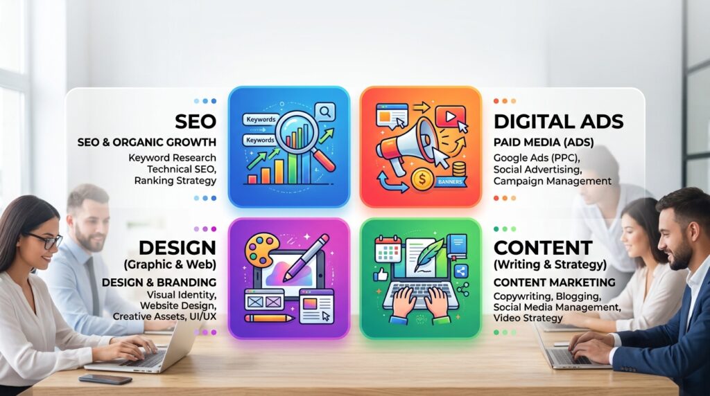 Full marketing skill coverage from a digital marketing agency
