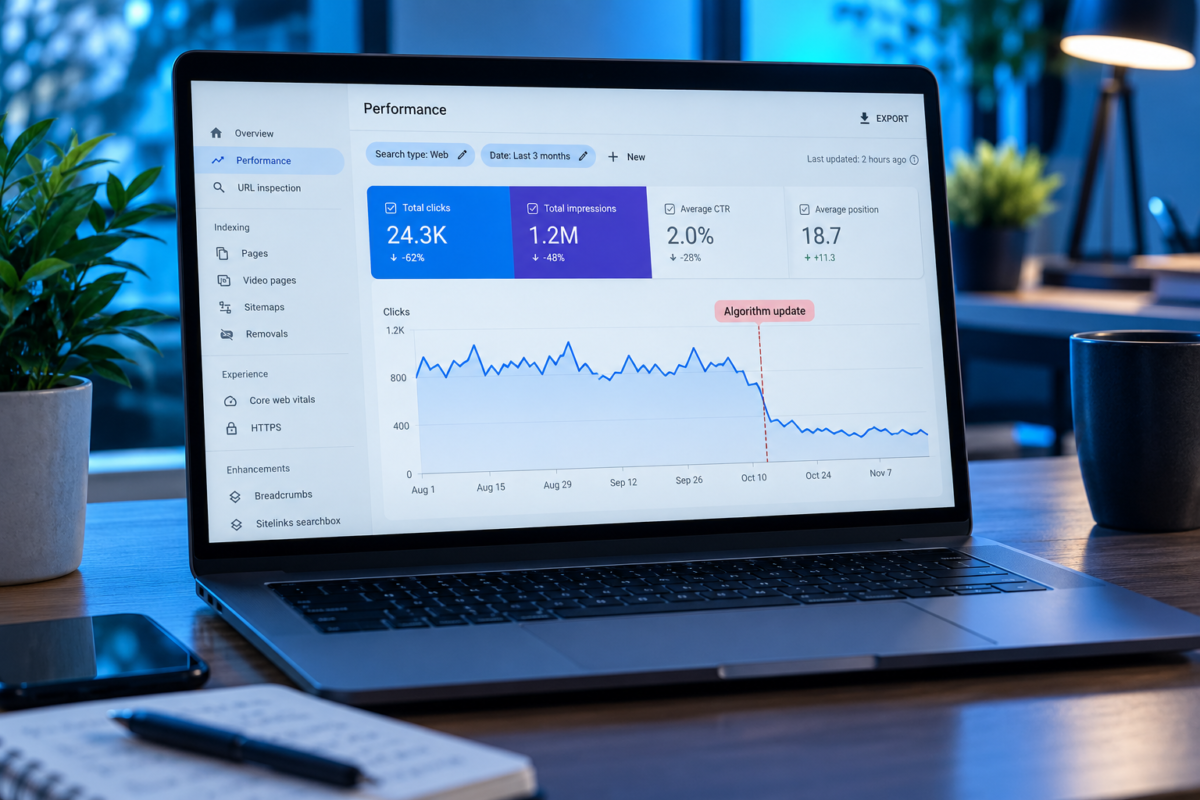 Google core update traffic drop in Search Console