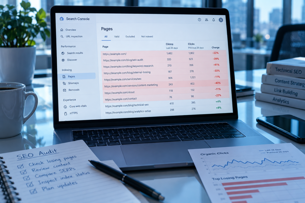 Finding the pages that lost traffic