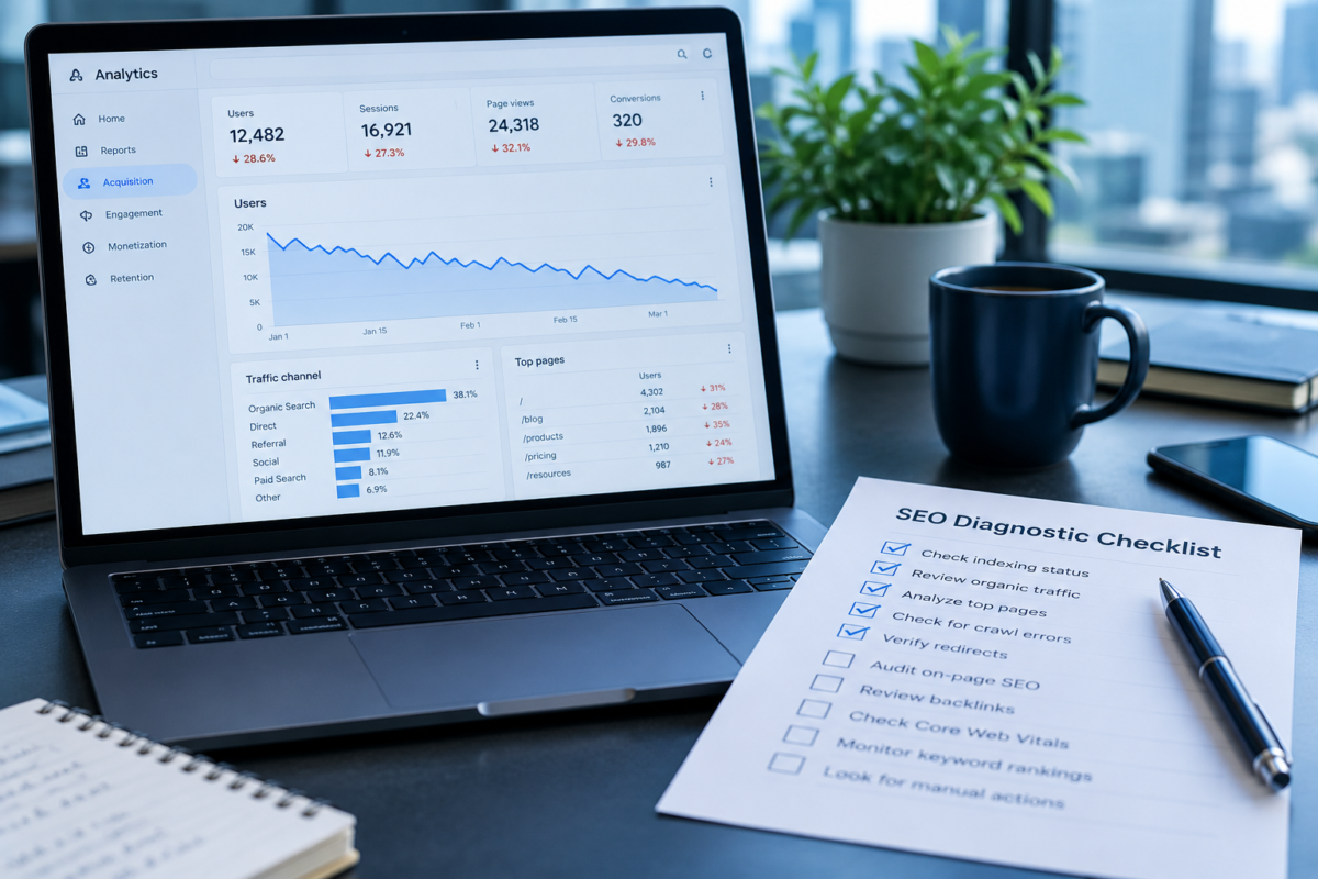 Website traffic dropped suddenly checklist