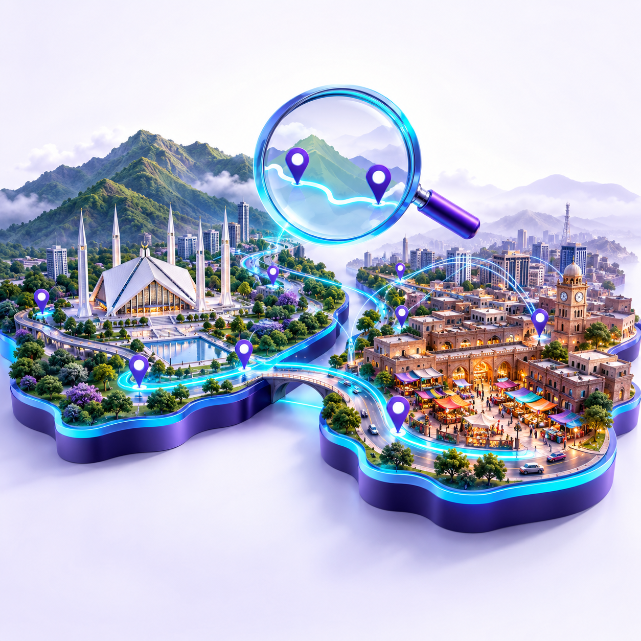 Islamabad and Rawalpindi business districts connected as one local search market